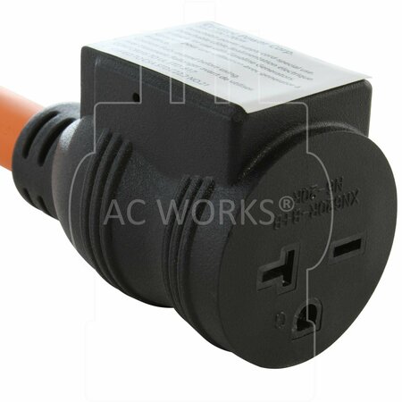 Ac Works 1FT 30A 3-Prong 6-30P Commercial HVAC Plug - 6-15/20 Outlet with 20A Breaker S630CB620